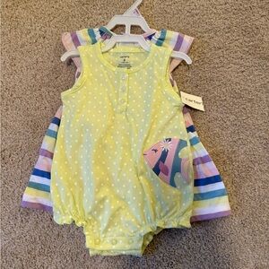 Carter's Yellow and White Polka Dot Romper